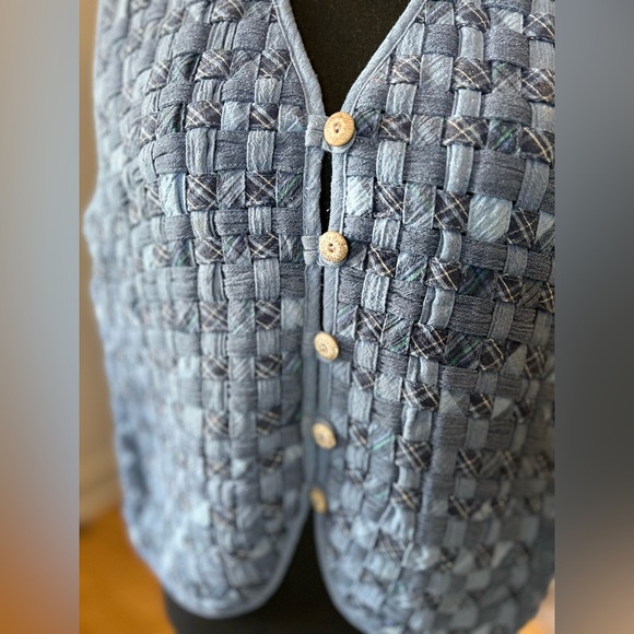 Vintage Koret City Blues Women's Denim Vest Sweater Blue Woven - Picture 2 of 5